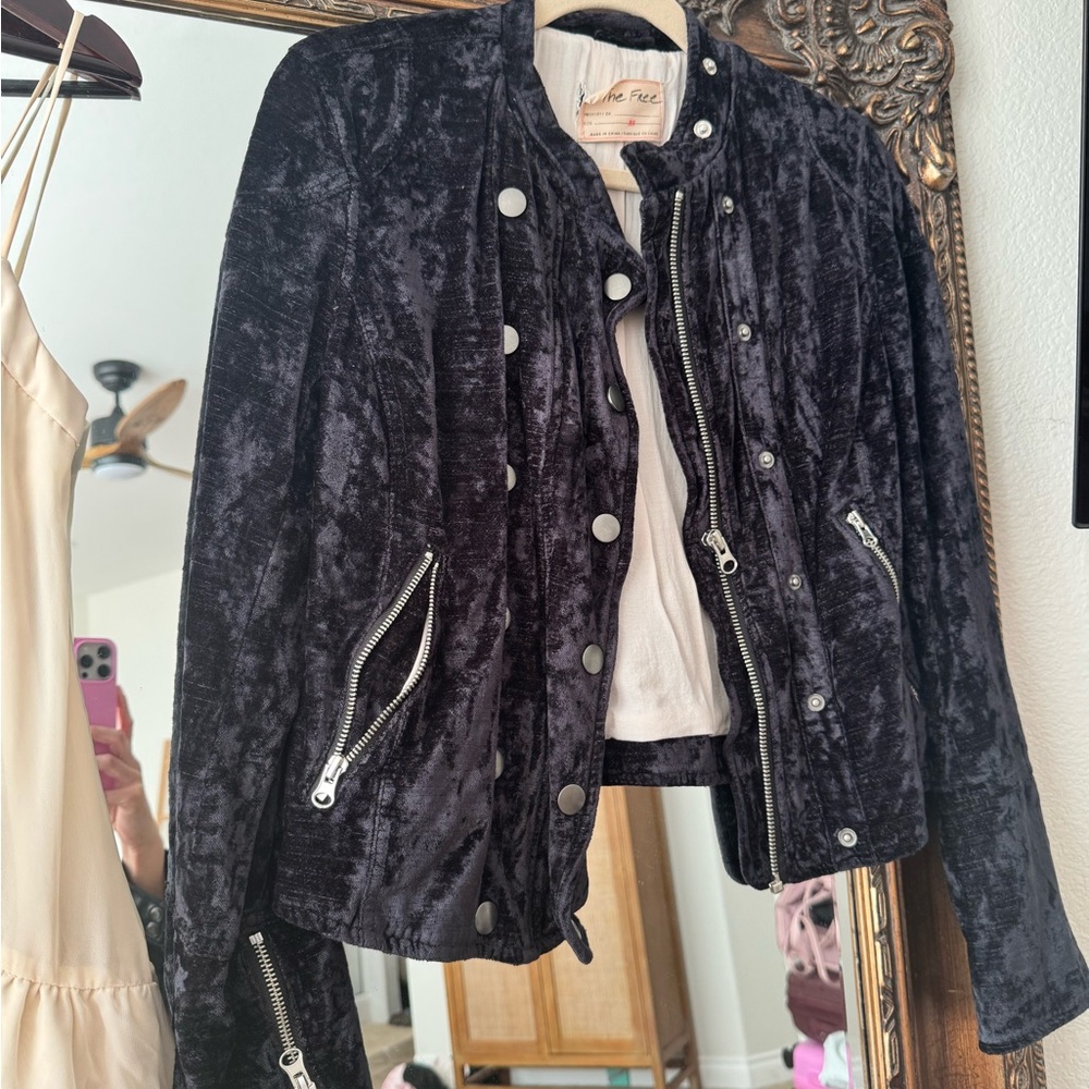 Free people  faux  Velvet Jacket